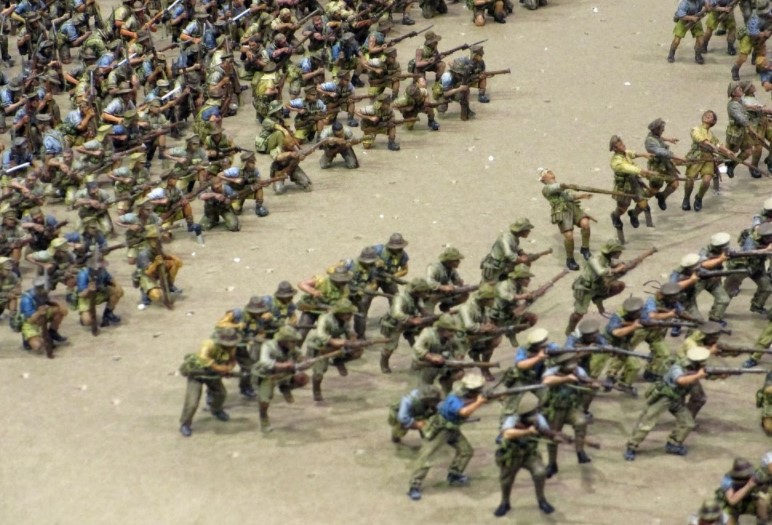 close up of troop models